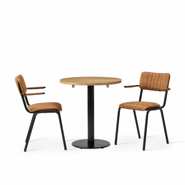 "Bourbon-Armchair-in-Allspiace-with-Solid-Wood-Oak-Forza-Round-Table.jpg"