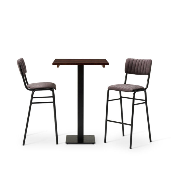 "Bourbon-Bar-Chairs-in-Aberdeen-with-Solid-Wood-Walnut-square-Forza-Poseur-table.jpg"