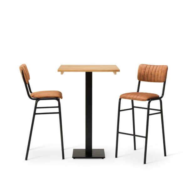 "Bourbon-Bar-Chairs-in-Allspice-with-Solid-Wood-Oak-square-Forza-Poseur-table.jpg"