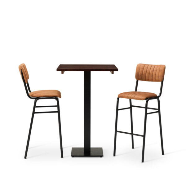 "Bourbon-Bar-Chairs-in-Allspice-with-Solid-Wood-Walnut-square-Forza-Poseur-table.jpg"