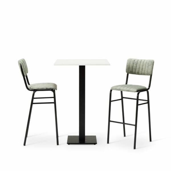 "Bourbon-Bar-Chairs-in-Fern-with-Square-White-MFC-top-on-a-square-Forza-Poseur-base.jpg"