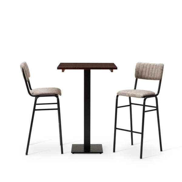 "Bourbon-Bar-Chairs-in-Graphite-with-Solid-Wood-Walnut-square-Forza-Poseur-table.jpg"