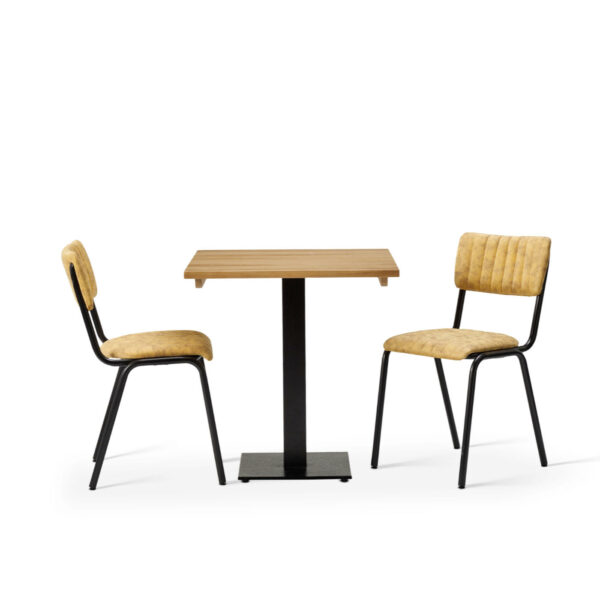 "Bourbon-Side-Chair-in-Goldmine-with-Solid-Wood-Oak-Forza-Square-Table.jpg"