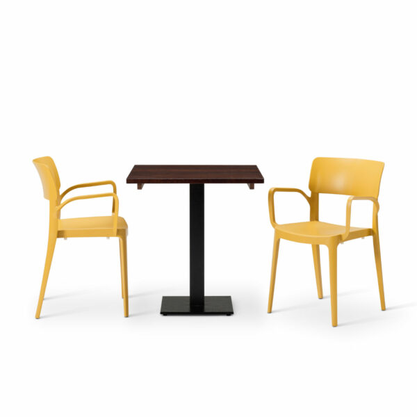 "Vivo-Armchair-in-Mustard-with-Solid-Wood-Walnut-Square-Forza-table.jpg"