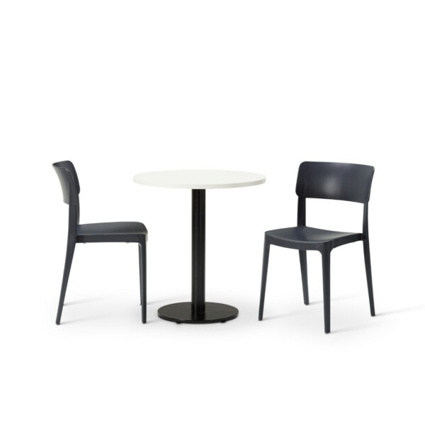 "Vivo-Side-Chair-in-Dark-Grey-with-MFC-White-Round-Forza-table.jpg"