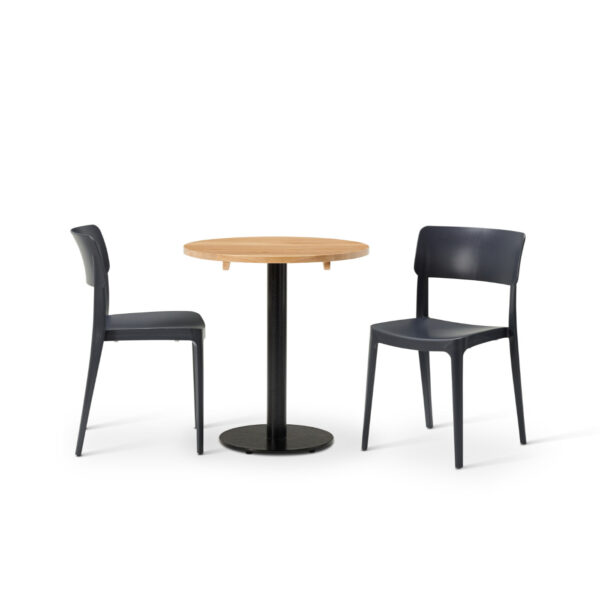 "Vivo-Side-Chair-in-Dark-Grey-with-Solid-Wood-Oak-Round-Forza-table.jpg"