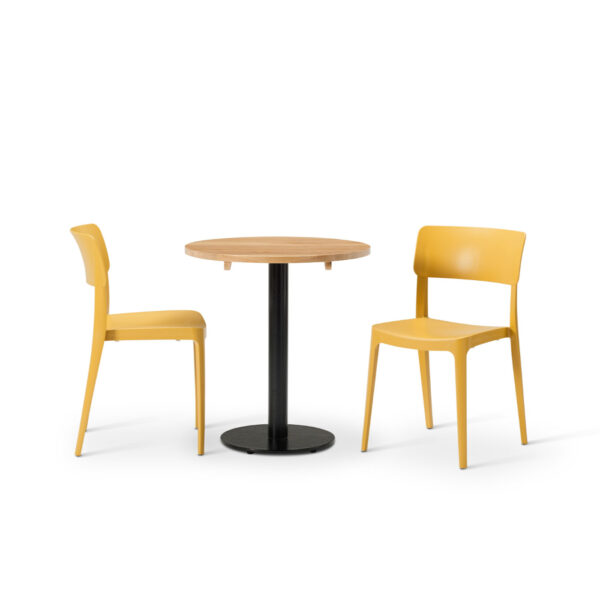 "Vivo-Side-Chair-in-Mustard-with-Solid-Wood-Oak-Round-Forza-table.jpg"